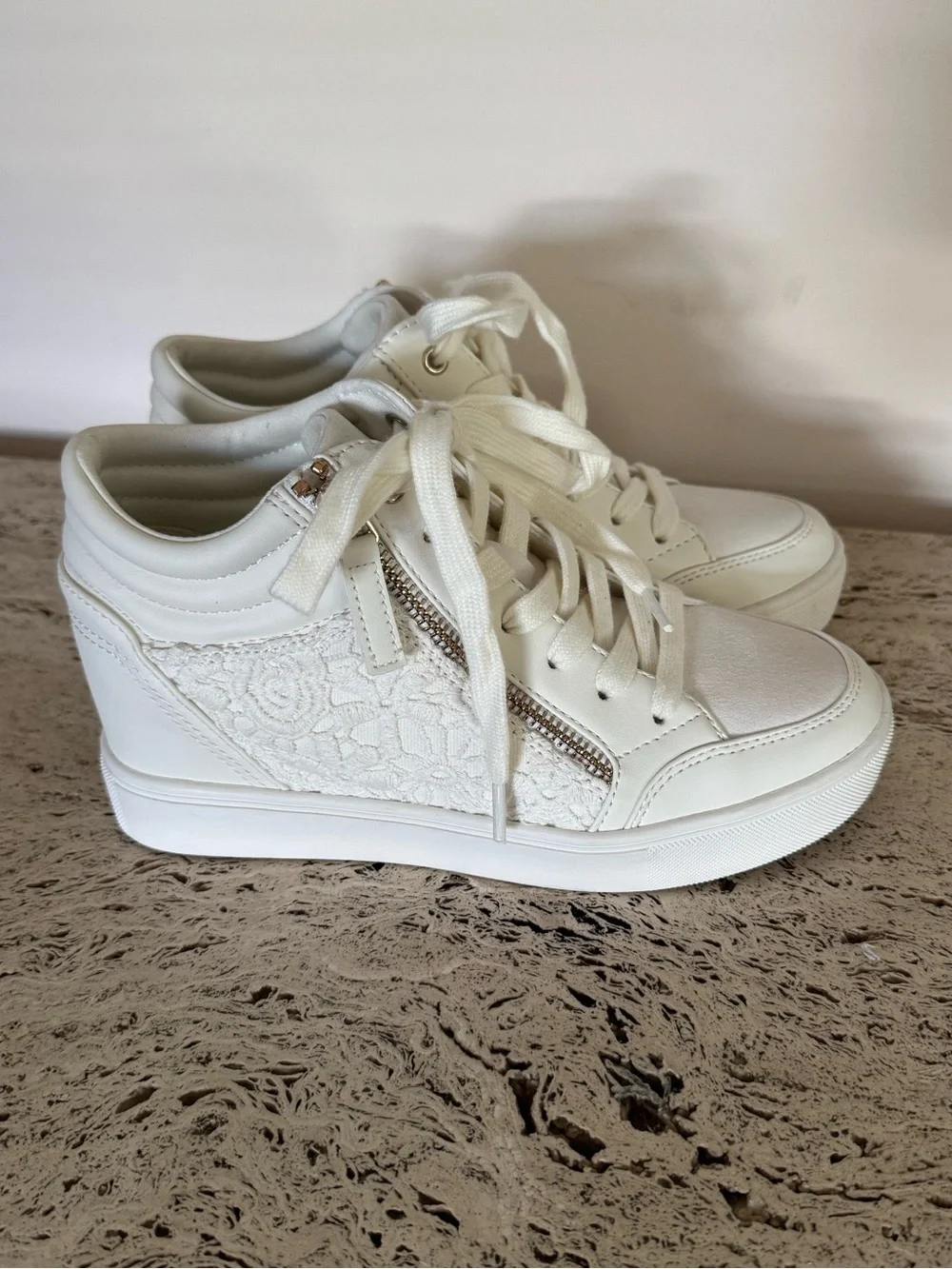 NWOB Nine West Tons Women's High Top Wedge Sneakers. Size 6.5M. MSRP $89.99